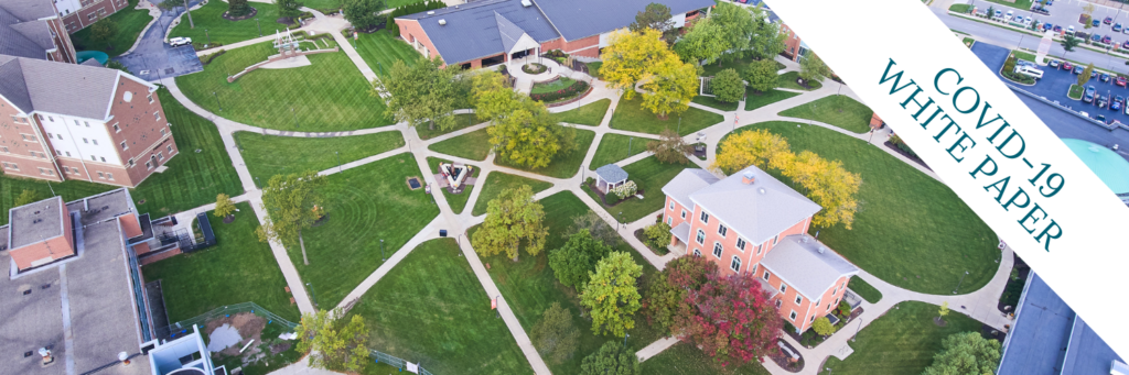 drone view of college campus